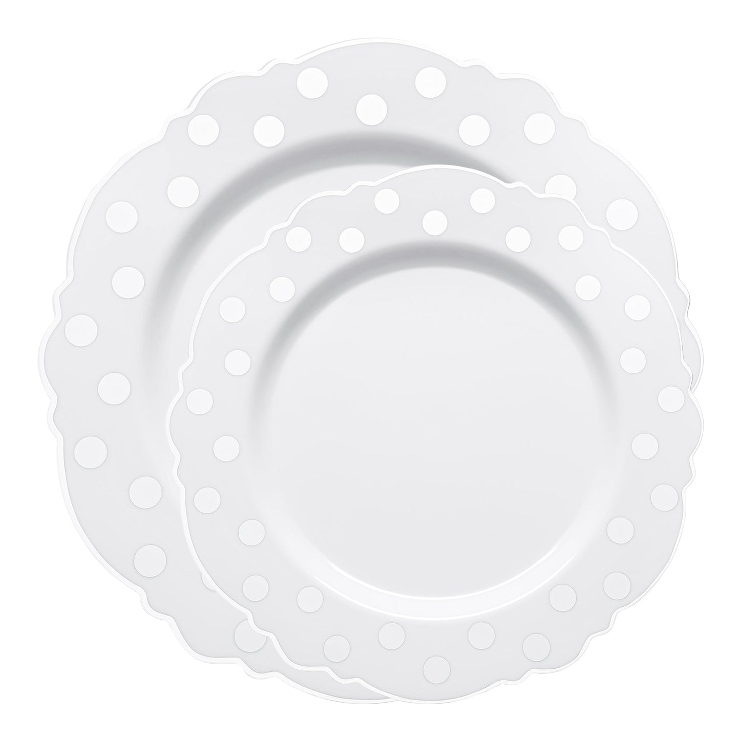 Round Blossom Design Plates with Sparkling Silver Dots for Stylish Dining