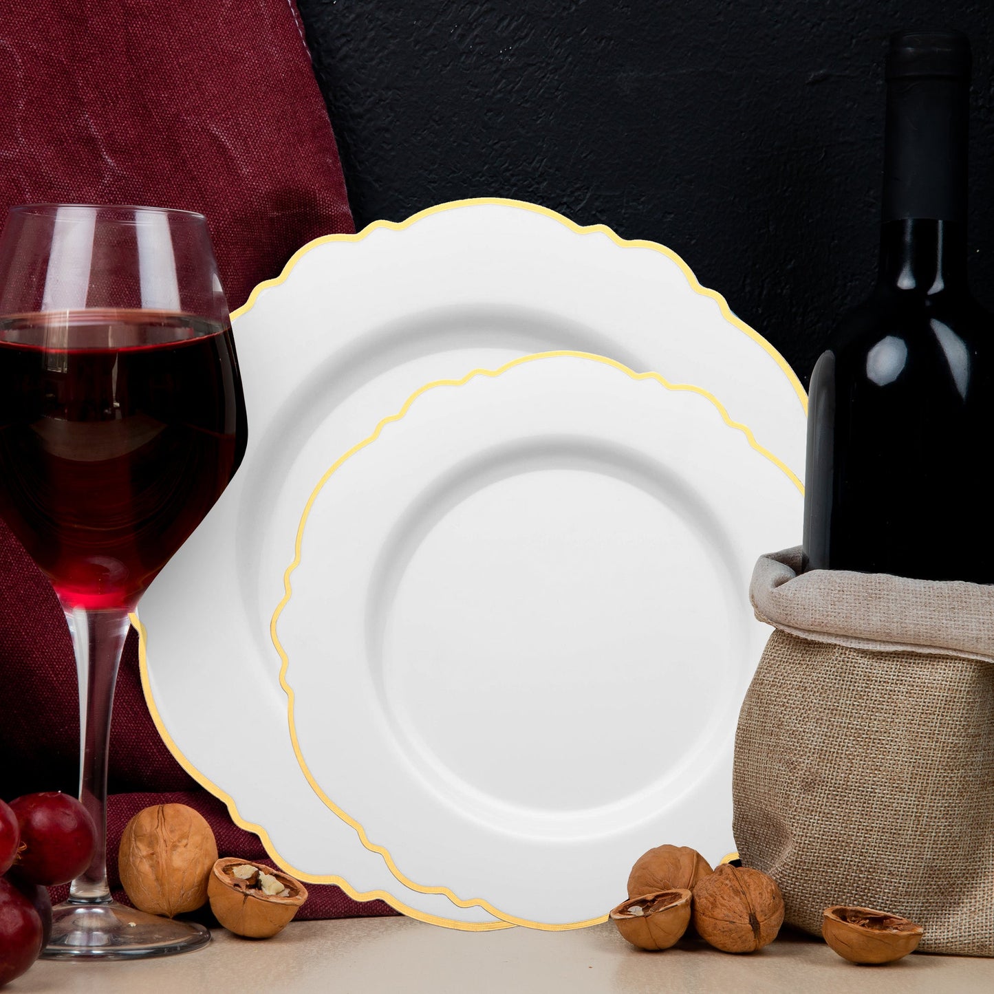 SKU 4840WHG-VP: Includes 120 dinner plates (10.25") and 120 salad plates (7.5")