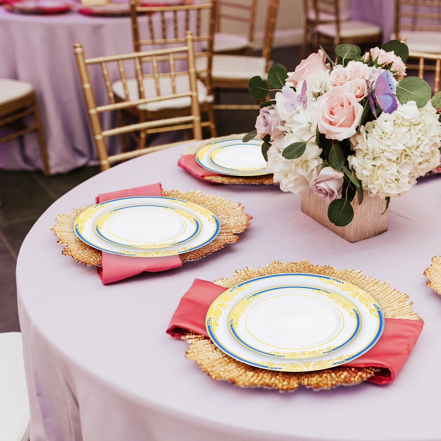 SKU 600VP, Salad Plate 7.5" and Dinner Plate 10.25", offering ideal sizes for your next event