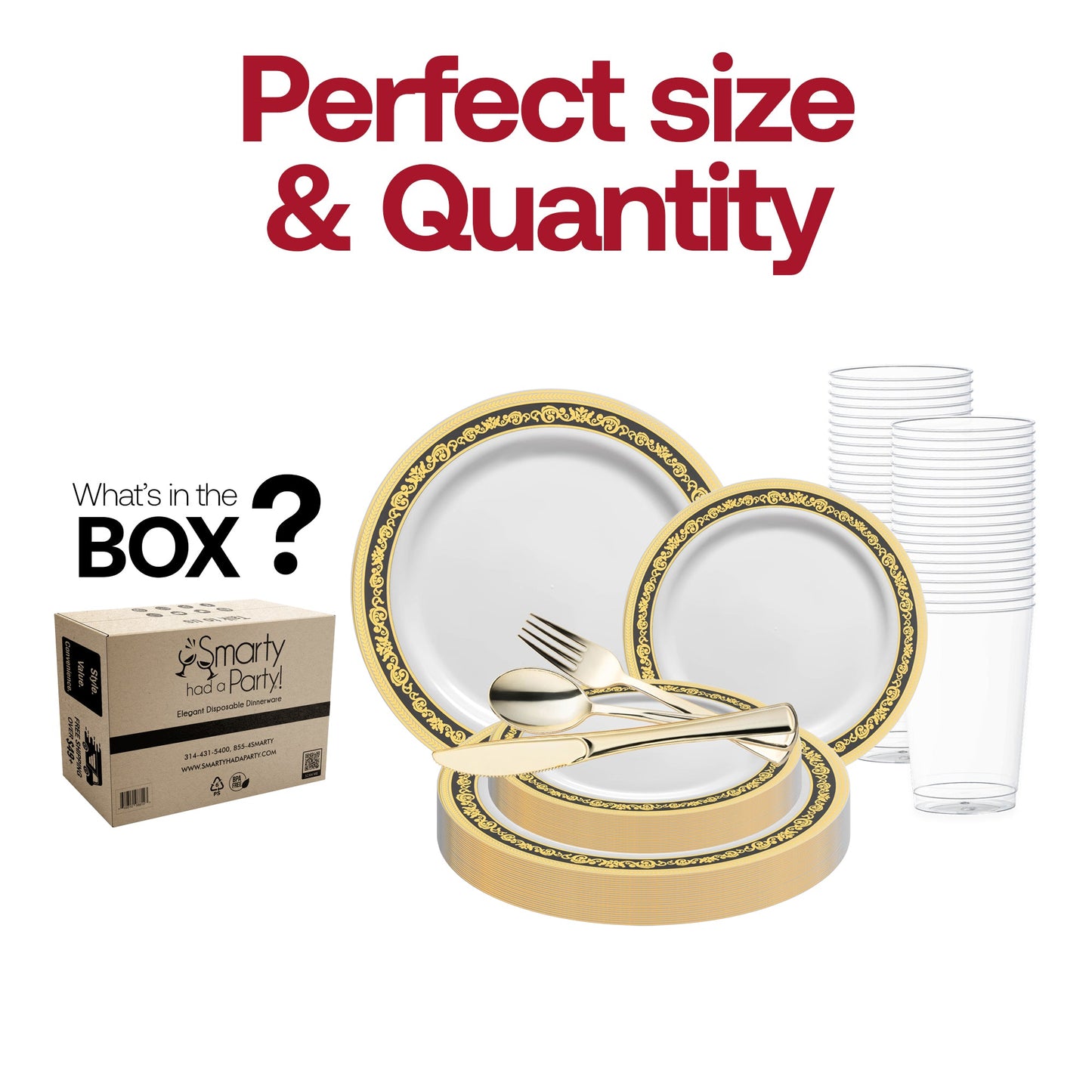 Set includes 10.25-inch dinner plates, 7.5-inch appetizer plates, 7.25-inch forks, 8-inch knives, 6.25-inch spoons, and 4.5-inch cups.