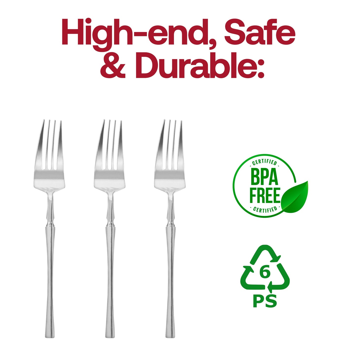 Shiny Silver Moderno Disposable Plastic Dessert Forks