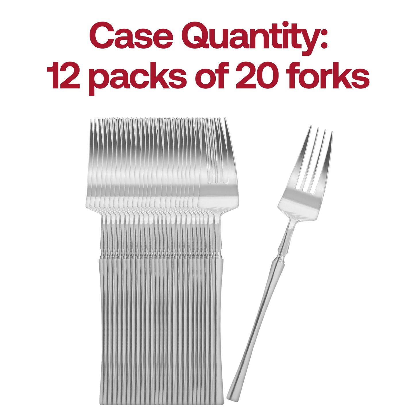 Shiny Silver Moderno Disposable Plastic Dessert Forks