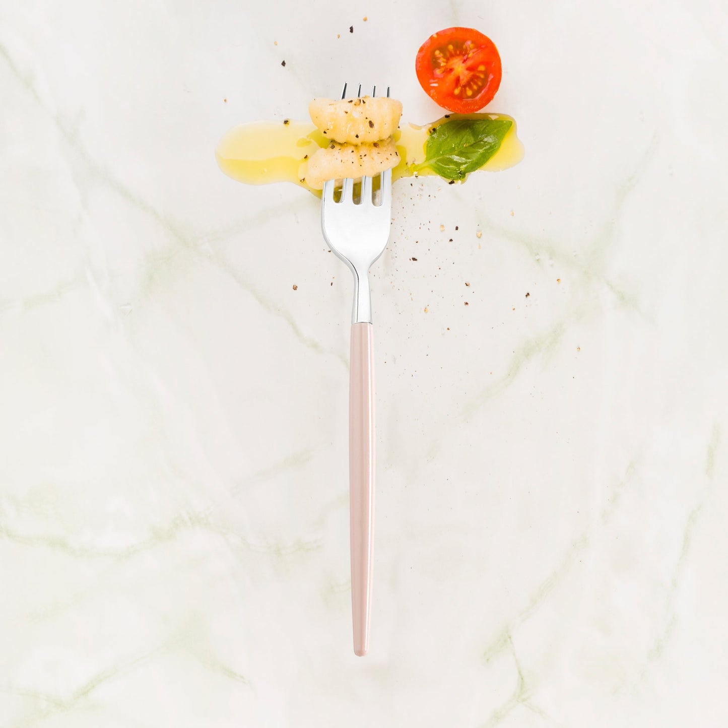 Silver with Pink Handle Moderno Disposable Plastic Dinner Forks designed for reliable use in weddings and catered affairs