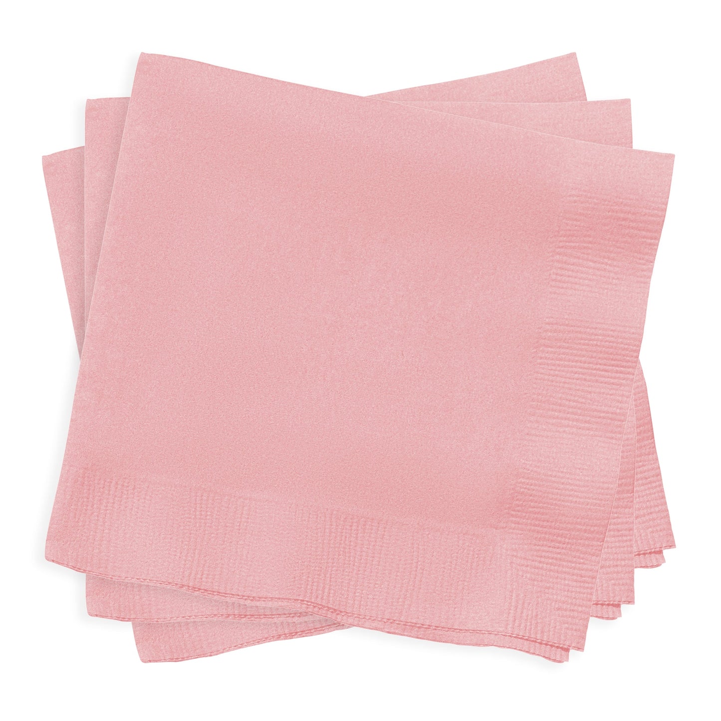 Soft, 10-inch square pink beverage napkins made from quality paper, perfect for weddings, showers, or events; 600-pack included