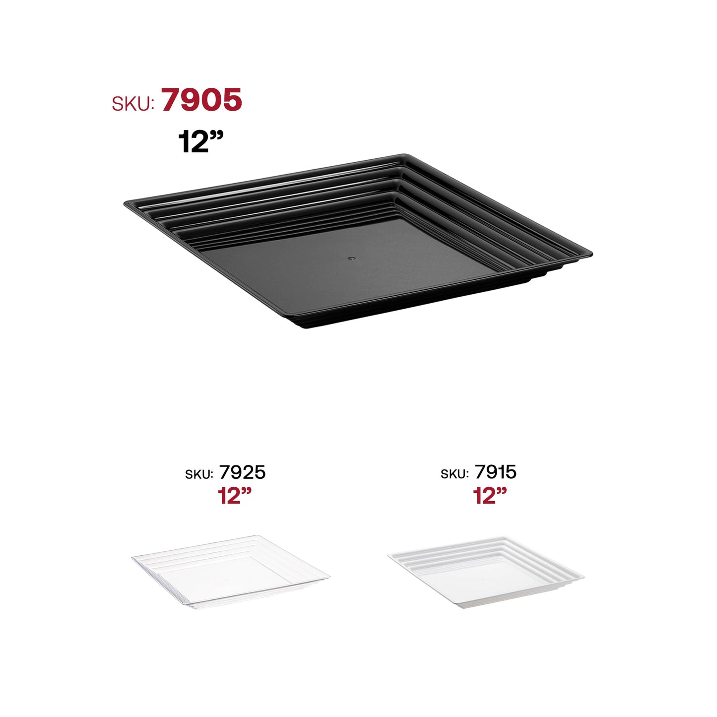 Square black tray with groove rim in use at a formal event, perfect for serving appetizers and desserts