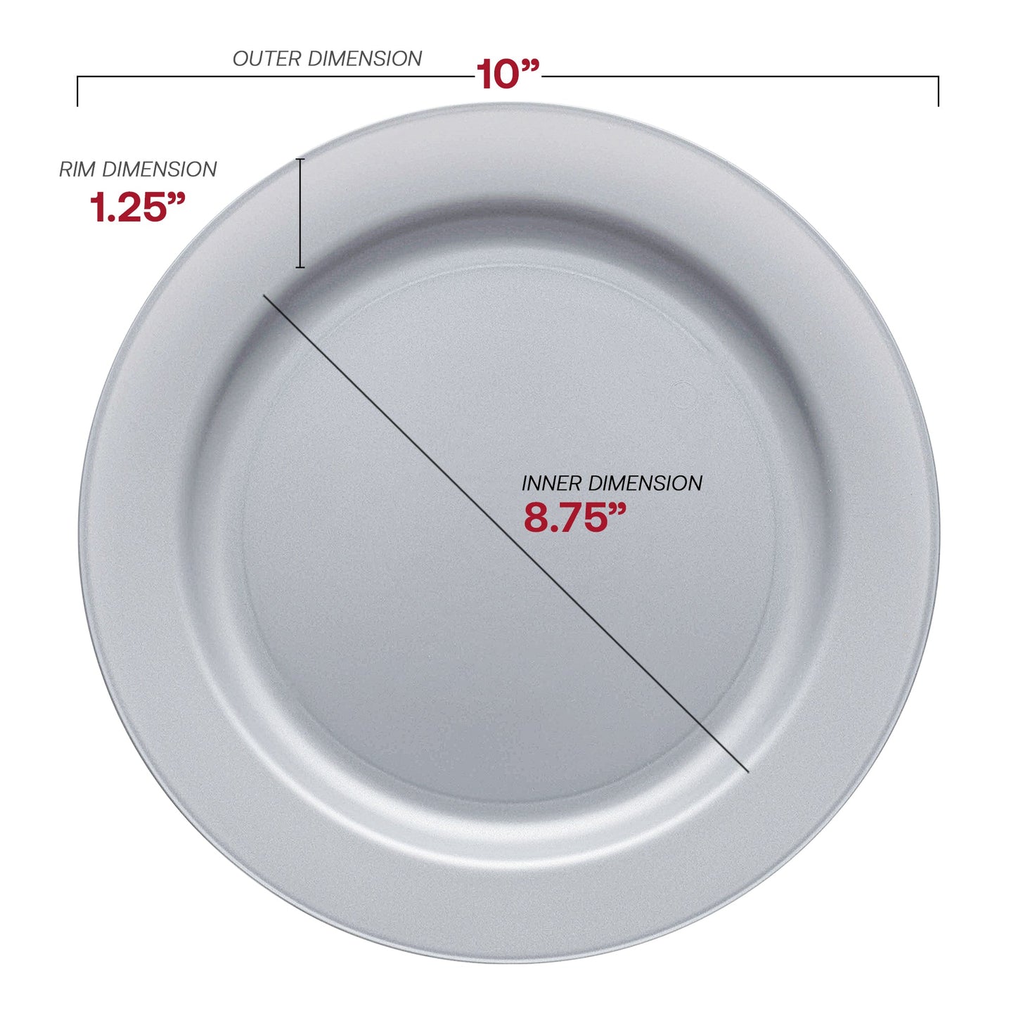 Steel gray plastic plates made from BPA-free material, ensuring safe, stylish, and disposable food service