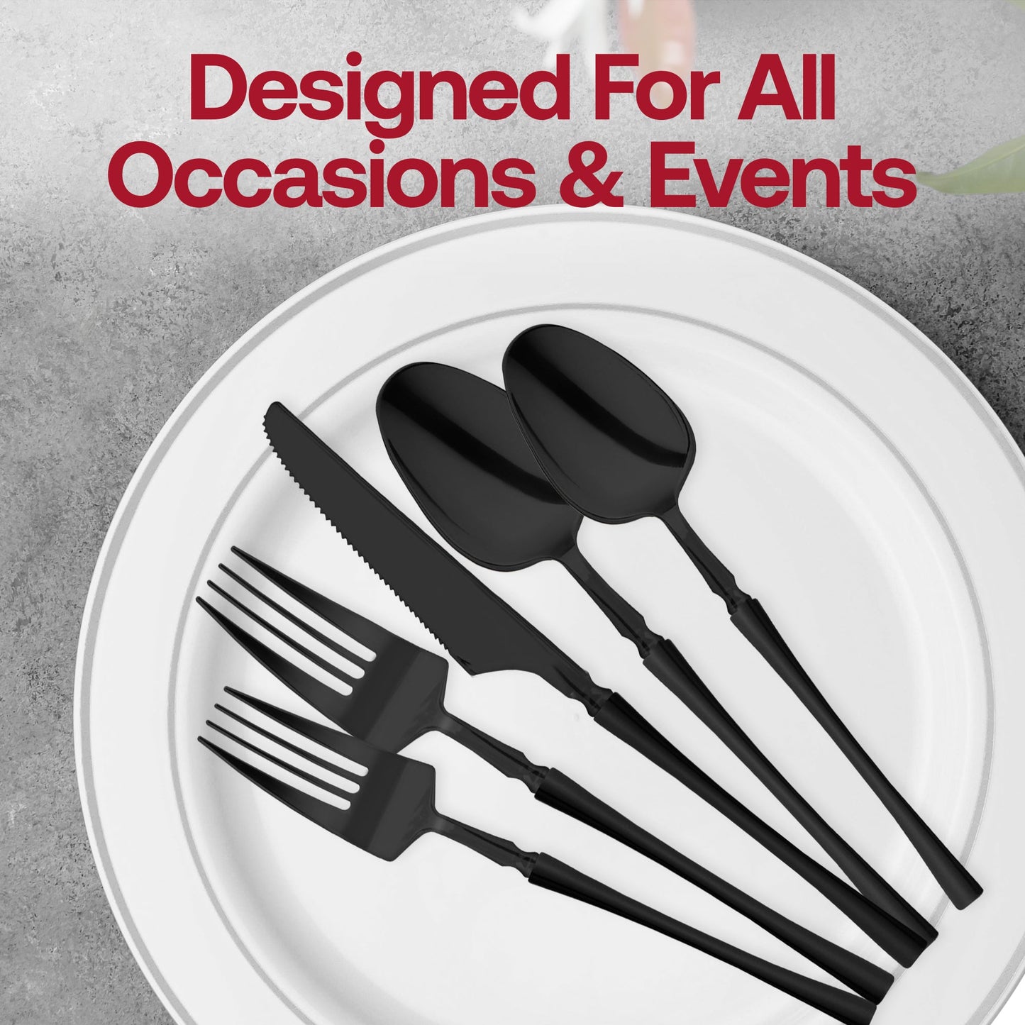 Stylish black disposable dessert forks with a modern design, 7-inch length, sturdy plastic construction, perfect for events