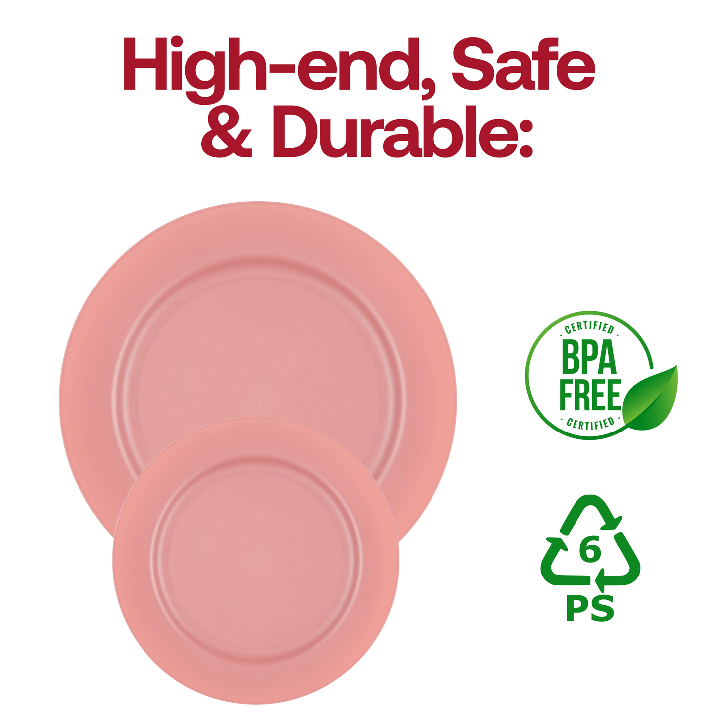 Stylish matte fuchsia salad plates, 7.5 inches in diameter, lightweight and disposable, BPA-free
