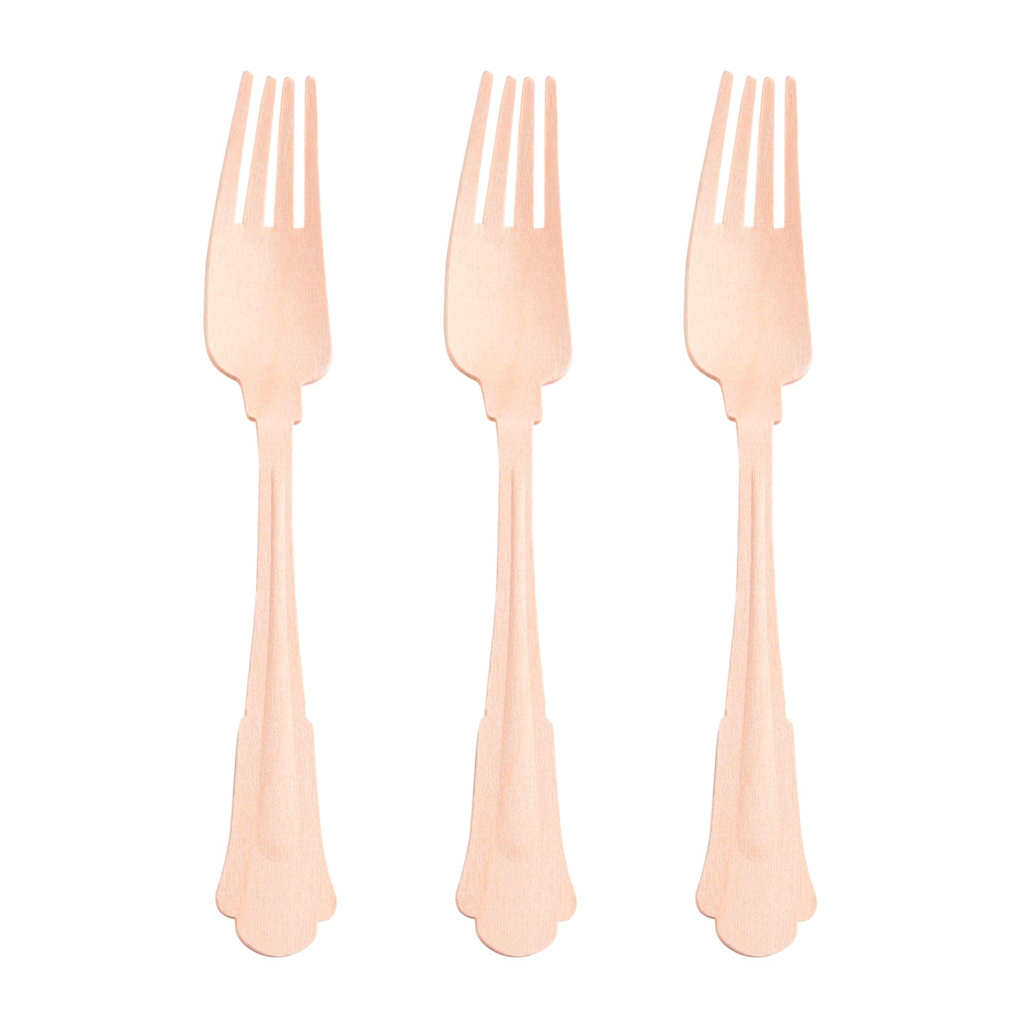Sustainable 7.5-inch birch wood disposable forks, compostable, 600-pack