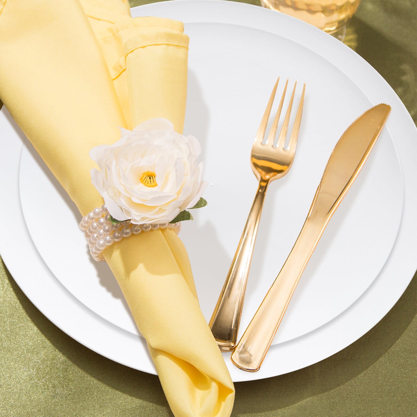 The Solid White Organic Round Disposable Plastic Wedding Value Set offers the perfect combination of size and quantity, ensuring your event is outfitted with premium tableware for all your guests