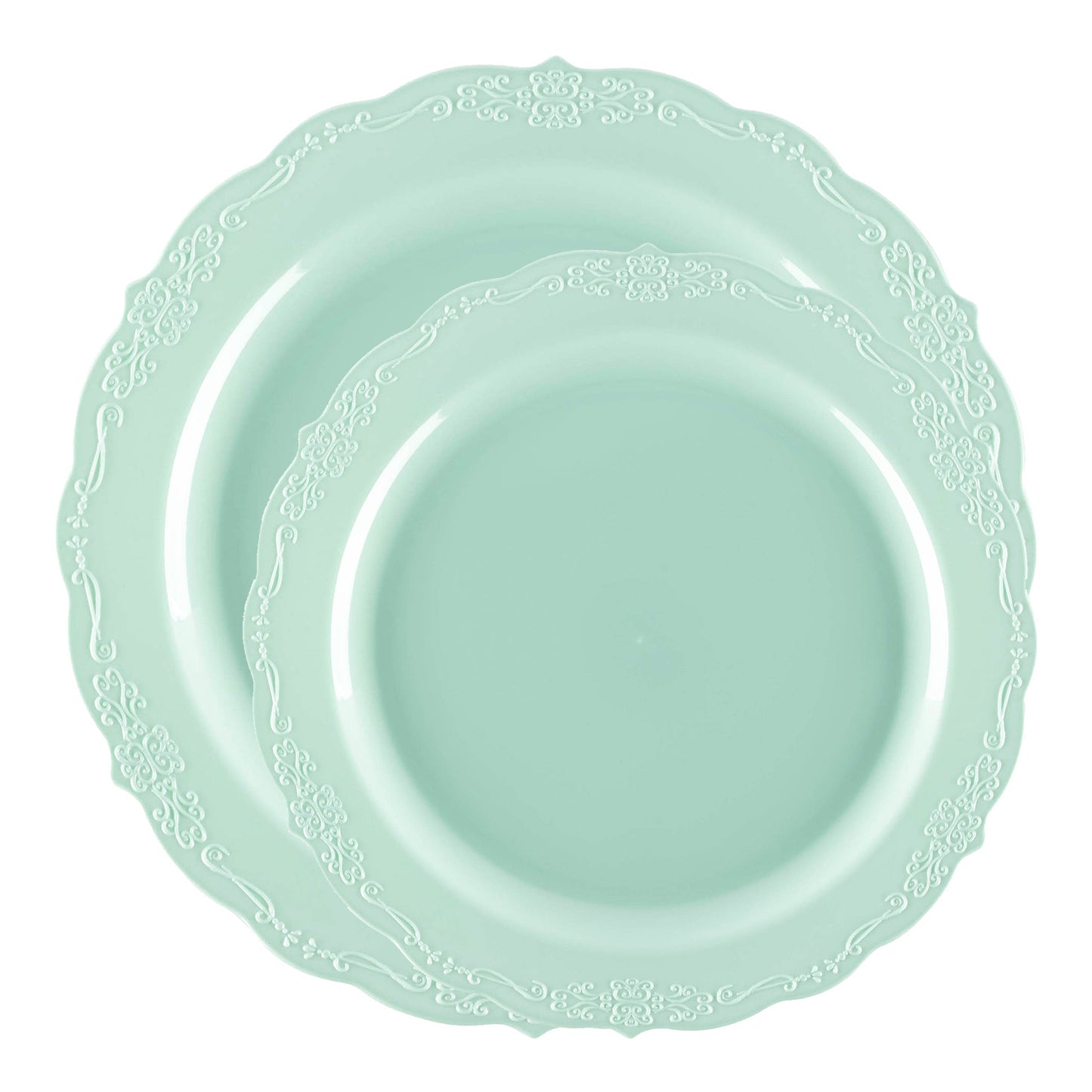 This elegant turquoise dinnerware set features a vintage round design, ideal for both casual and formal events