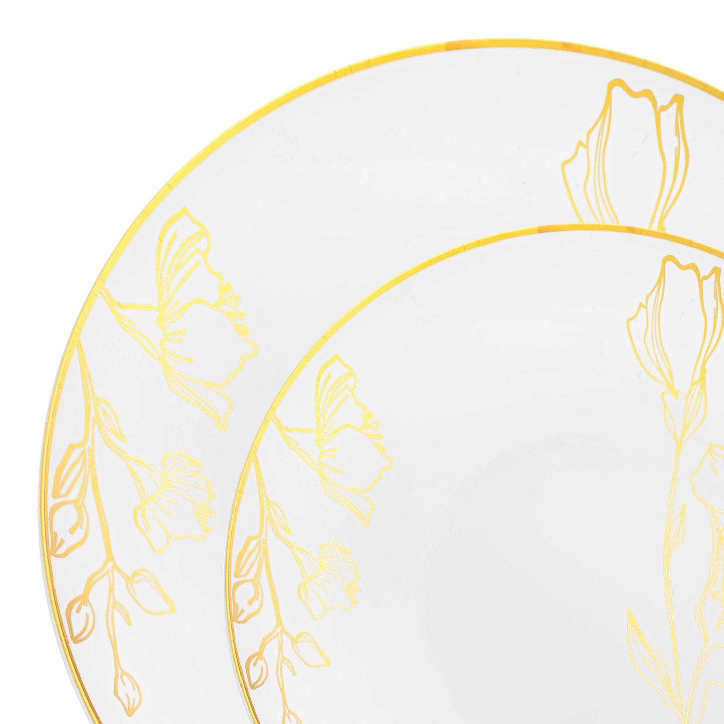 Timeless White with Gold Floral Design Plates for Upscale Dining