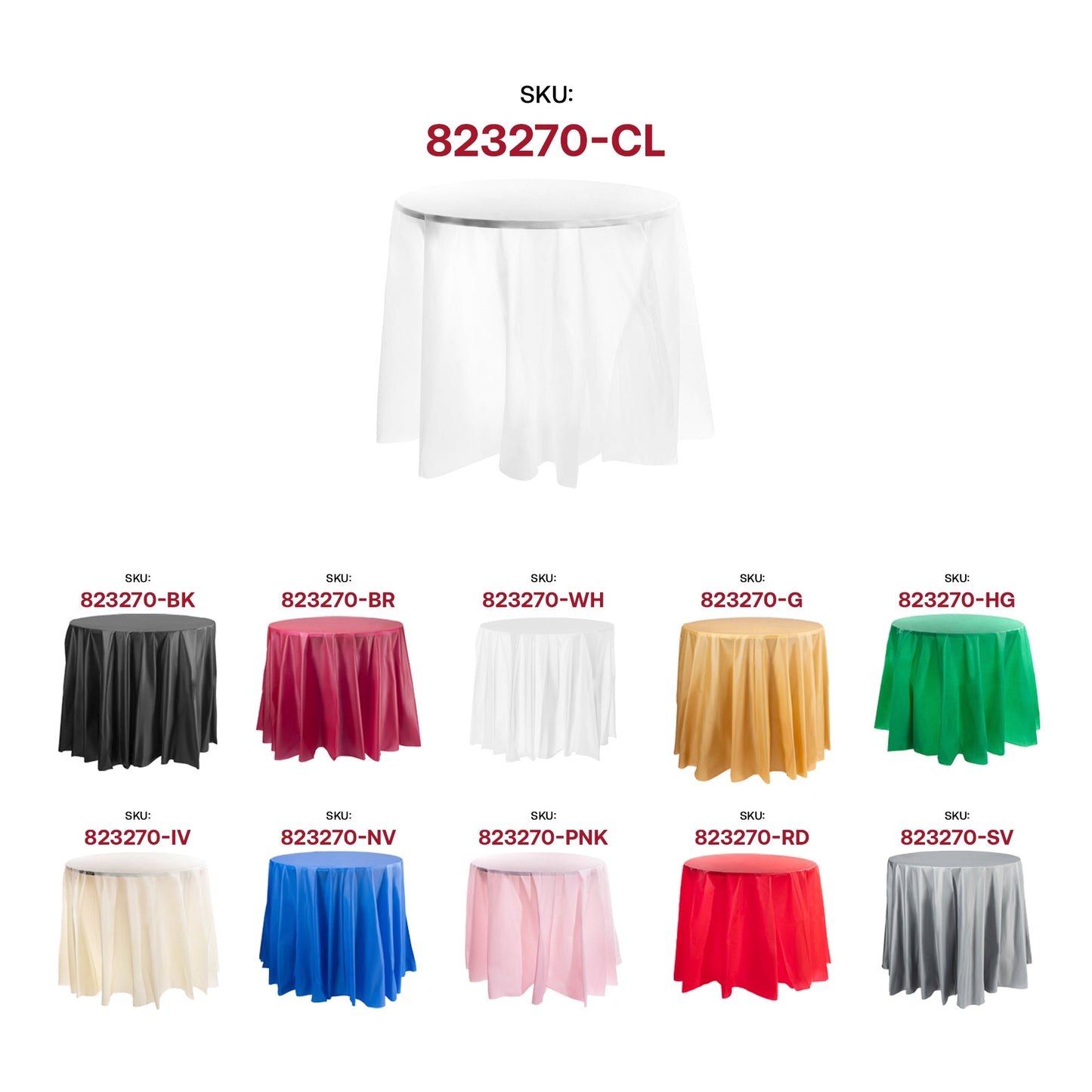 Transparent round plastic tablecloth, 84", sleek and protective, perfect for both casual and formal table settings