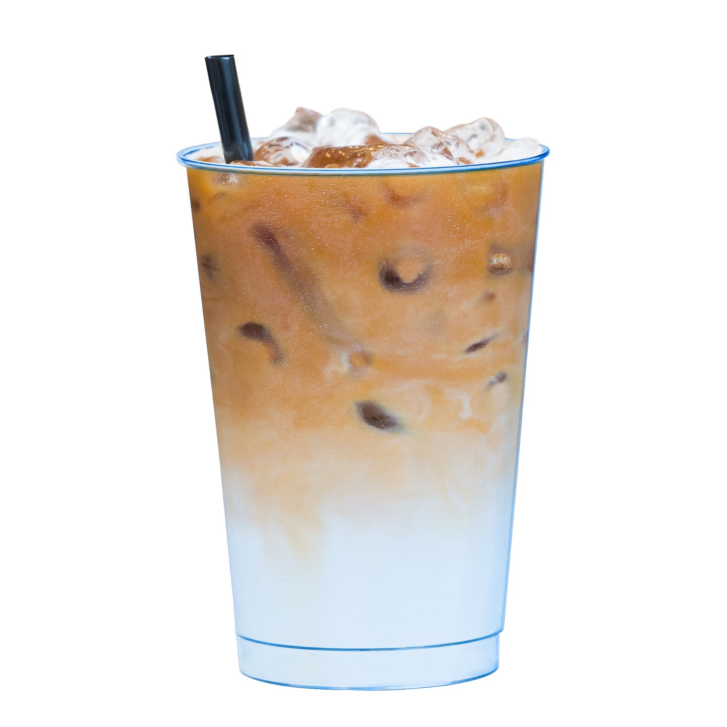 Vibrant clear blue disposable cups bring a fun pop of color to bar setups and party drink stations