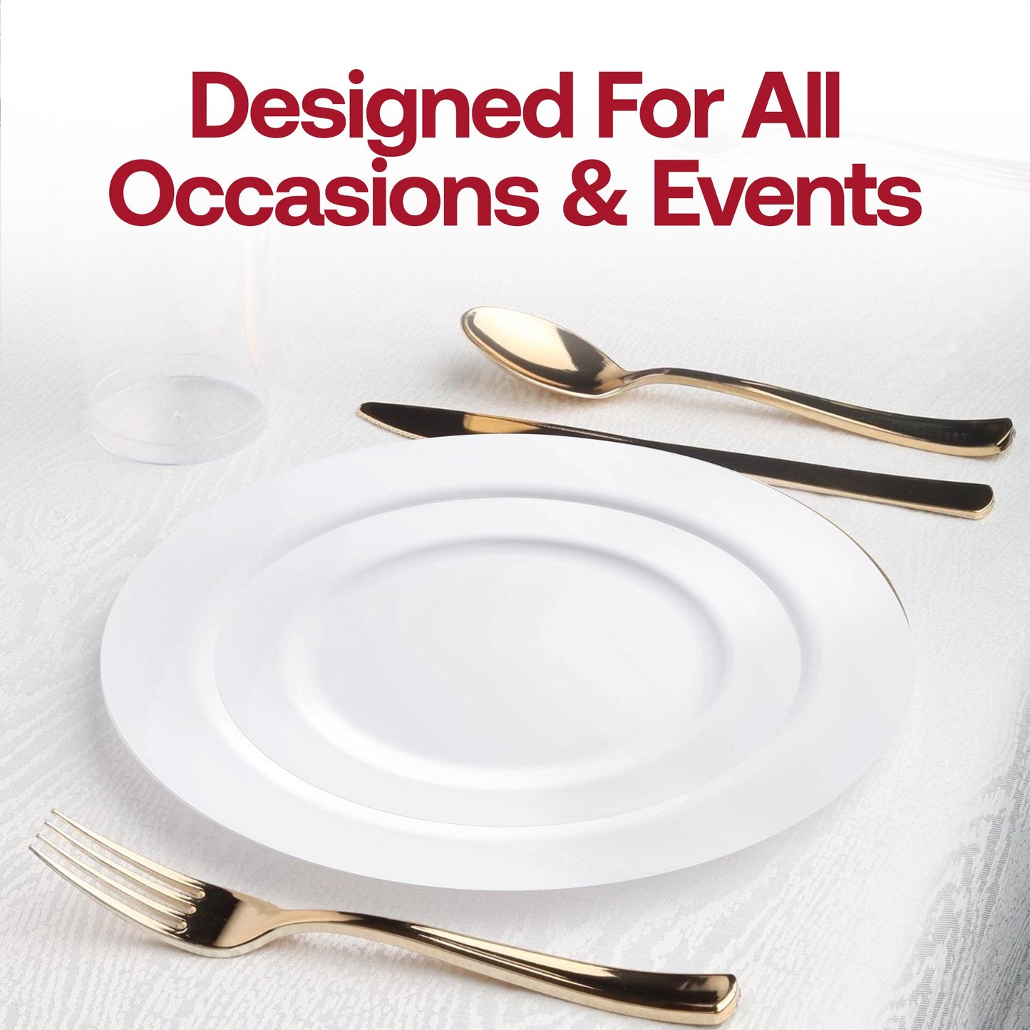 Whether casual or upscale, the Solid White Economy Round Disposable Plastic Wedding Value Set delivers a tasteful and budget-friendly option for any celebration