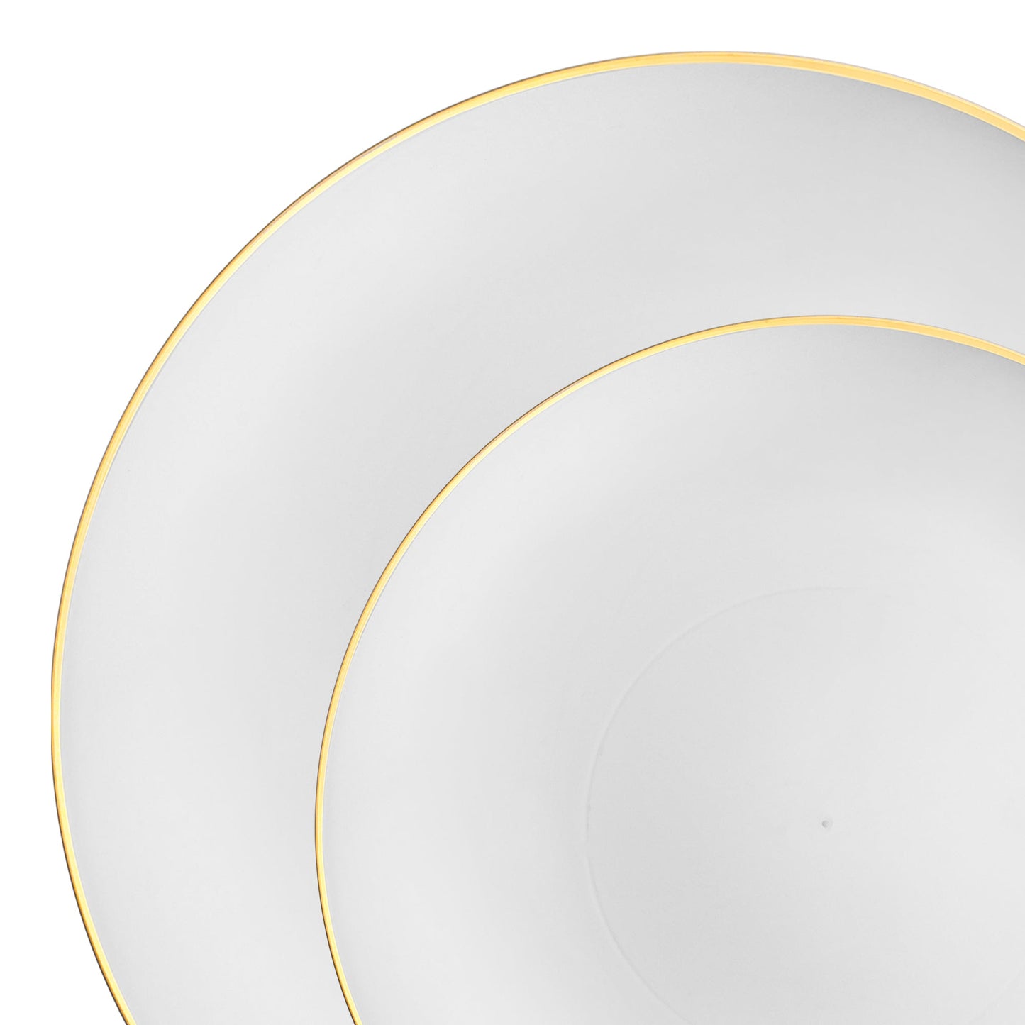 White Disposable Plates with Elegant Gold Rim for a Sophisticated Look
