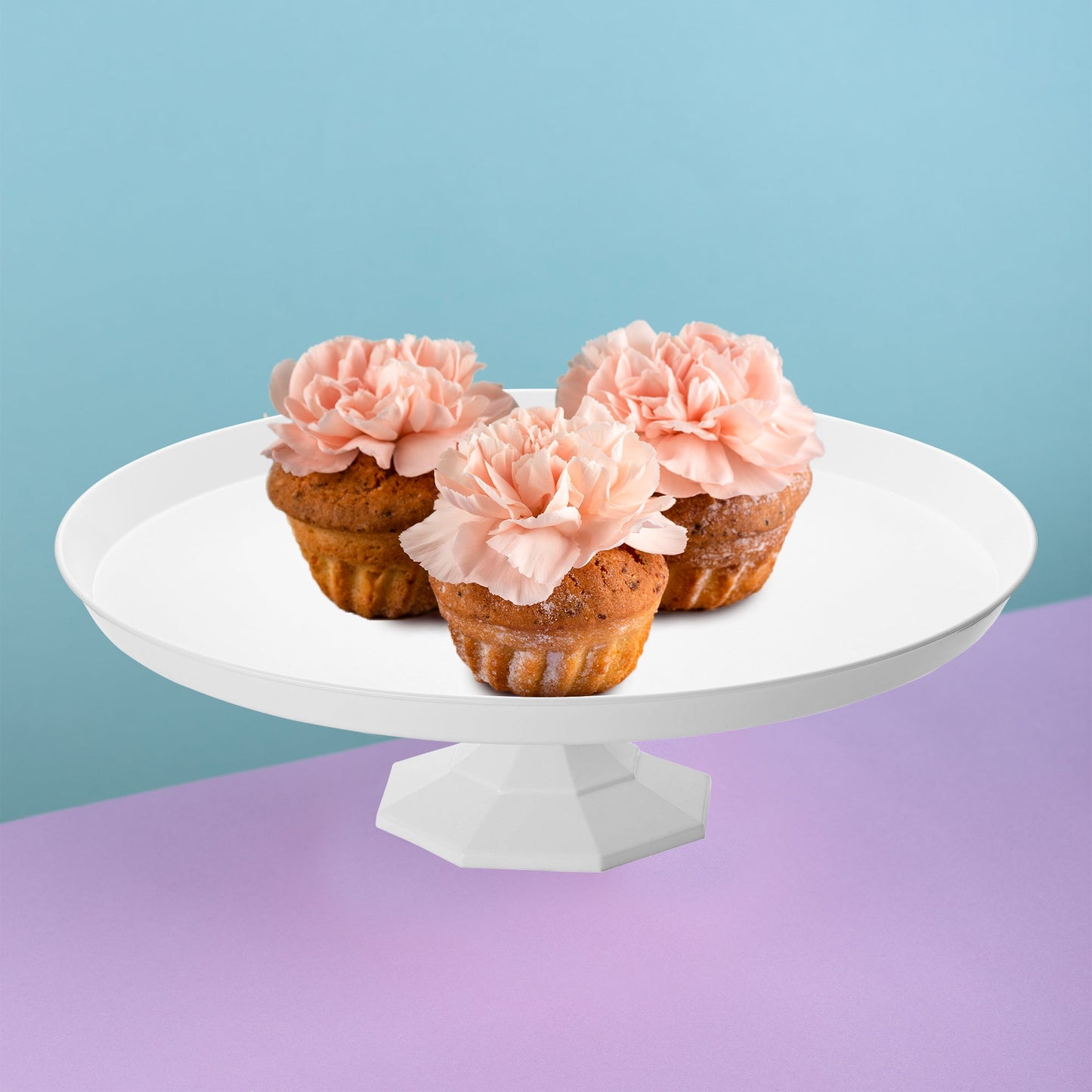 White Medium Cake Stands displayed center cakes at wedding receptions.