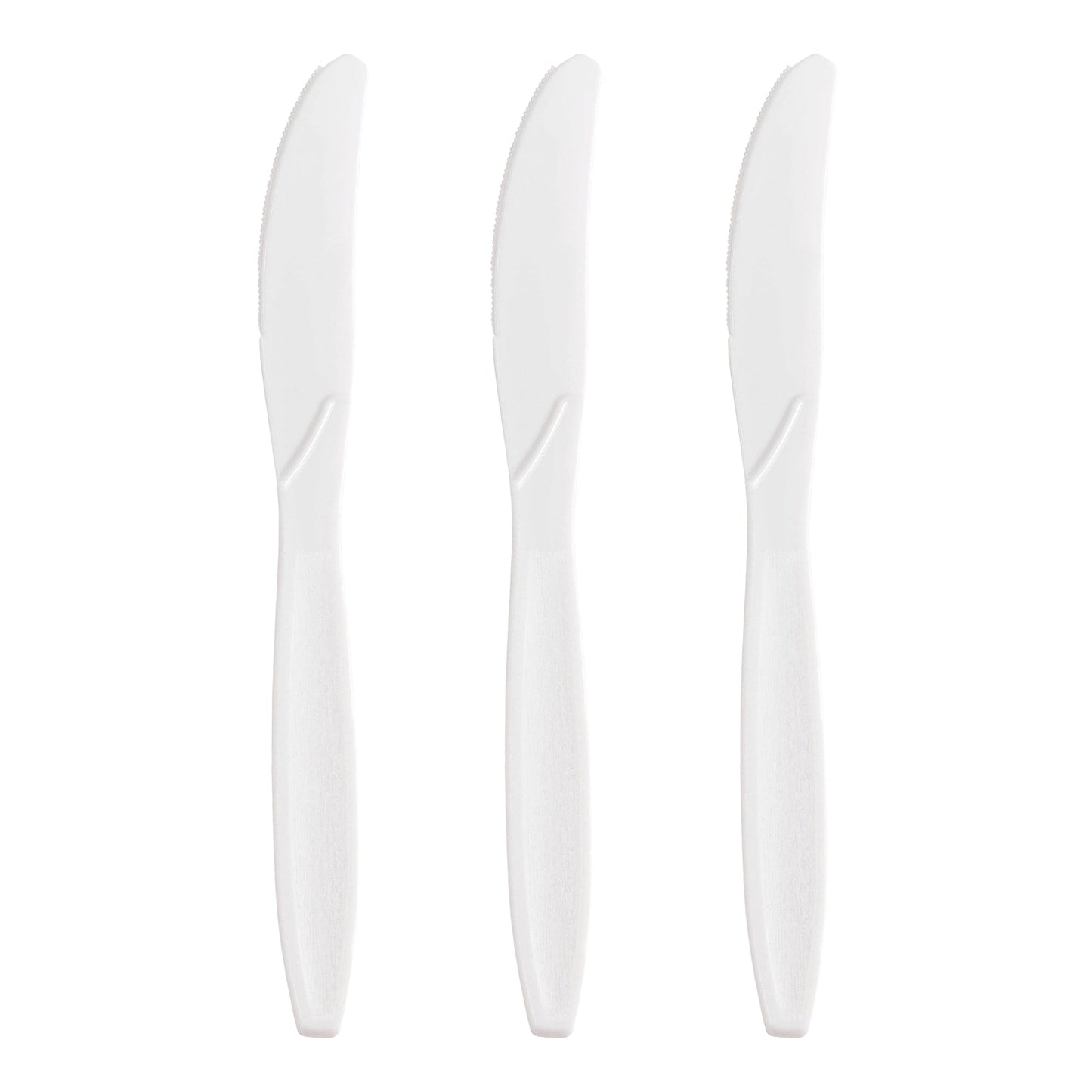 White disposable knives, 7.5-inch plastic cutlery, strong and lightweight, case of 1,000 for convenience