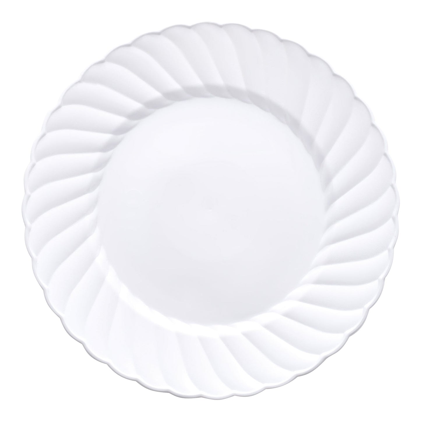 White flair plastic dinner plates, 10.25-inch diameter, pack of 180