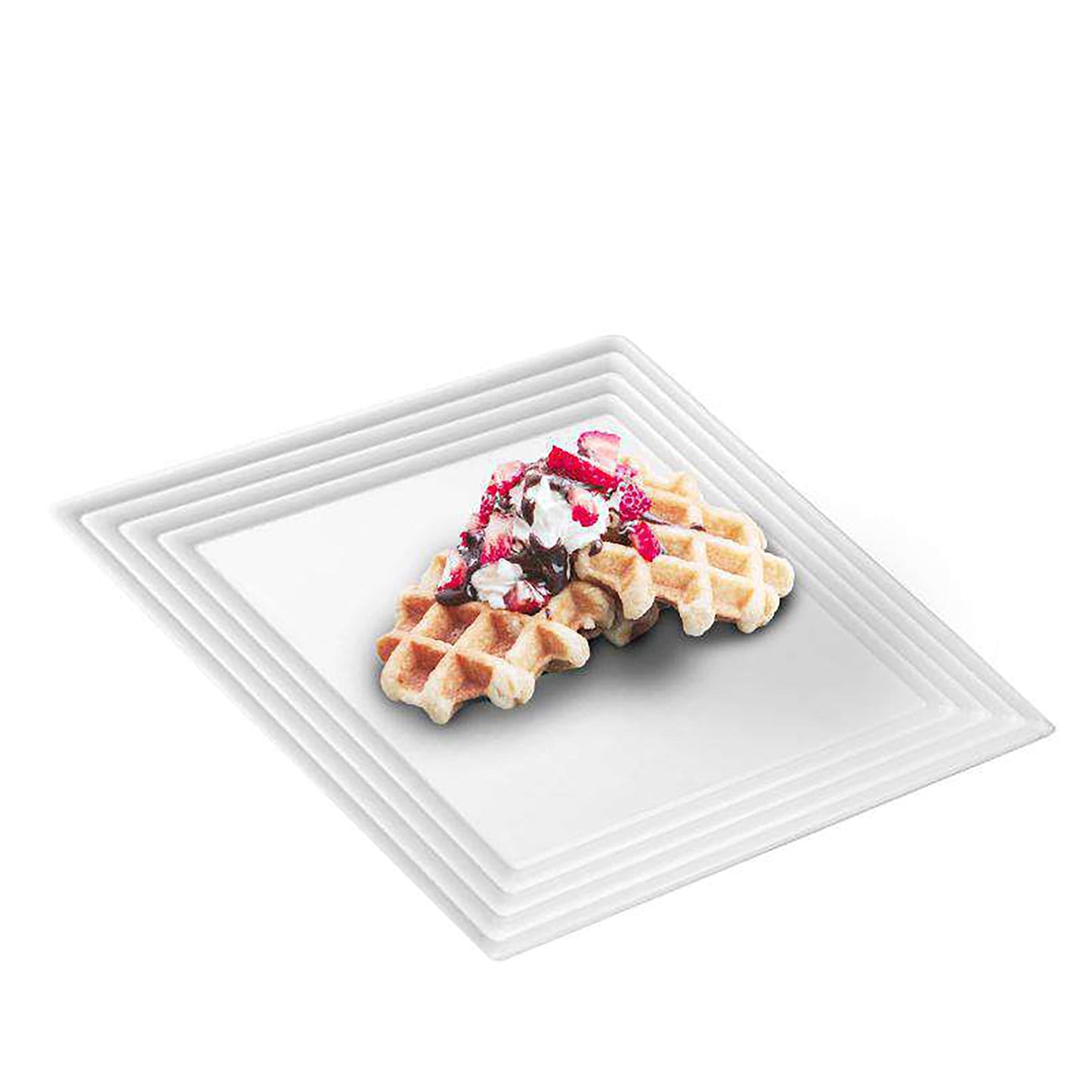 White groove-rim tray at a casual outdoor picnic with fruits for guests