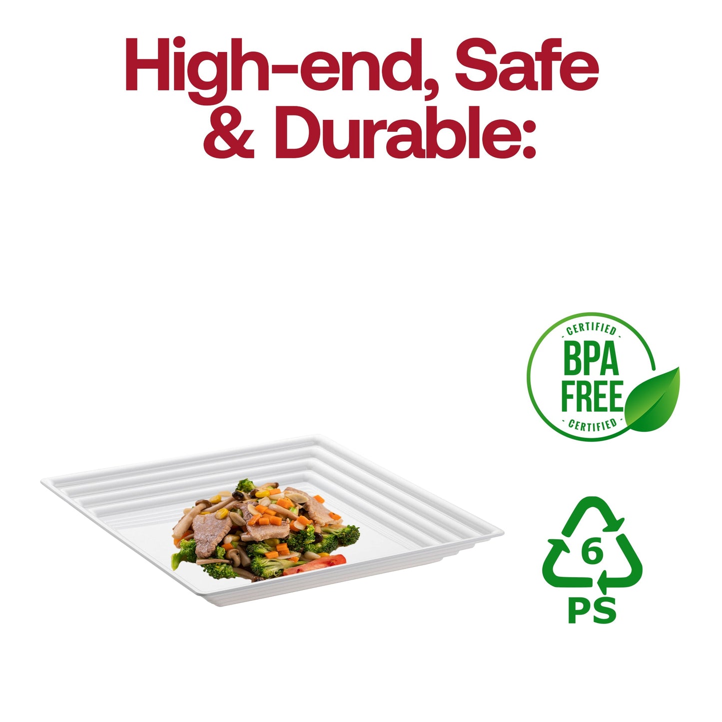 White grooved tray with a vibrant vegetable salad at a buffet, designed for wellness-focused events and gatherings