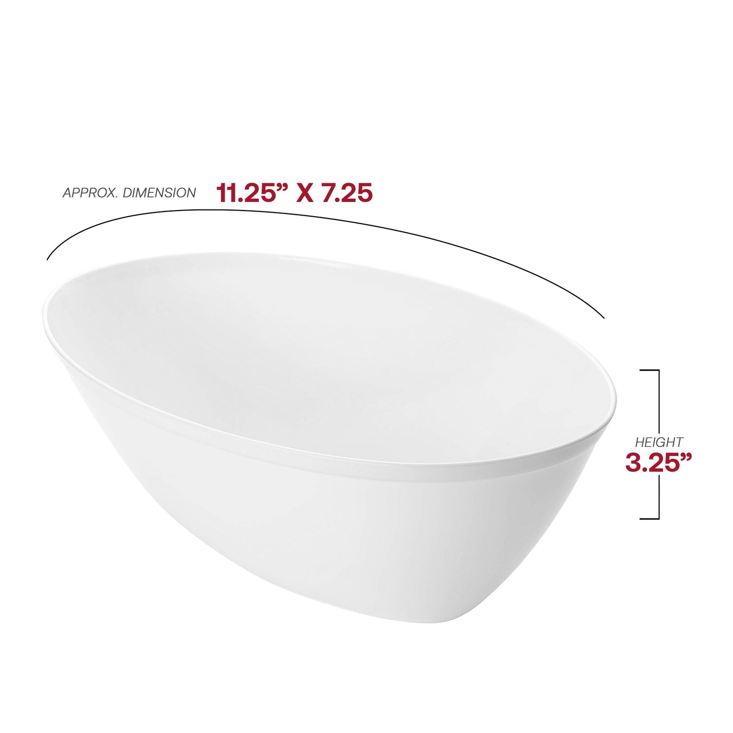 White plastic oval serving bowl made from BPA-free material, safe for food handling and designed for disposable use