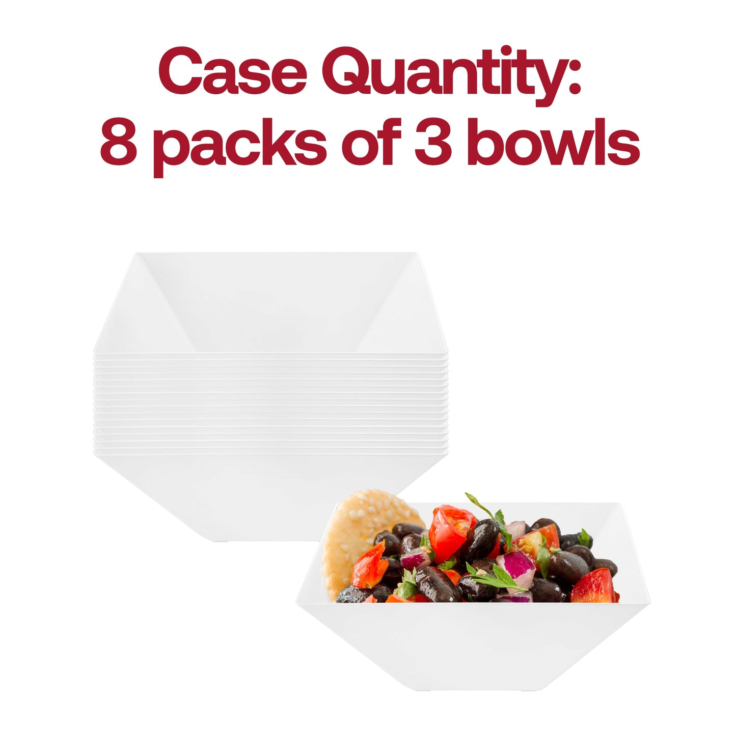 White plastic serving bowl made from BPA-free material, safe for food handling and perfect for disposable use at parties and events