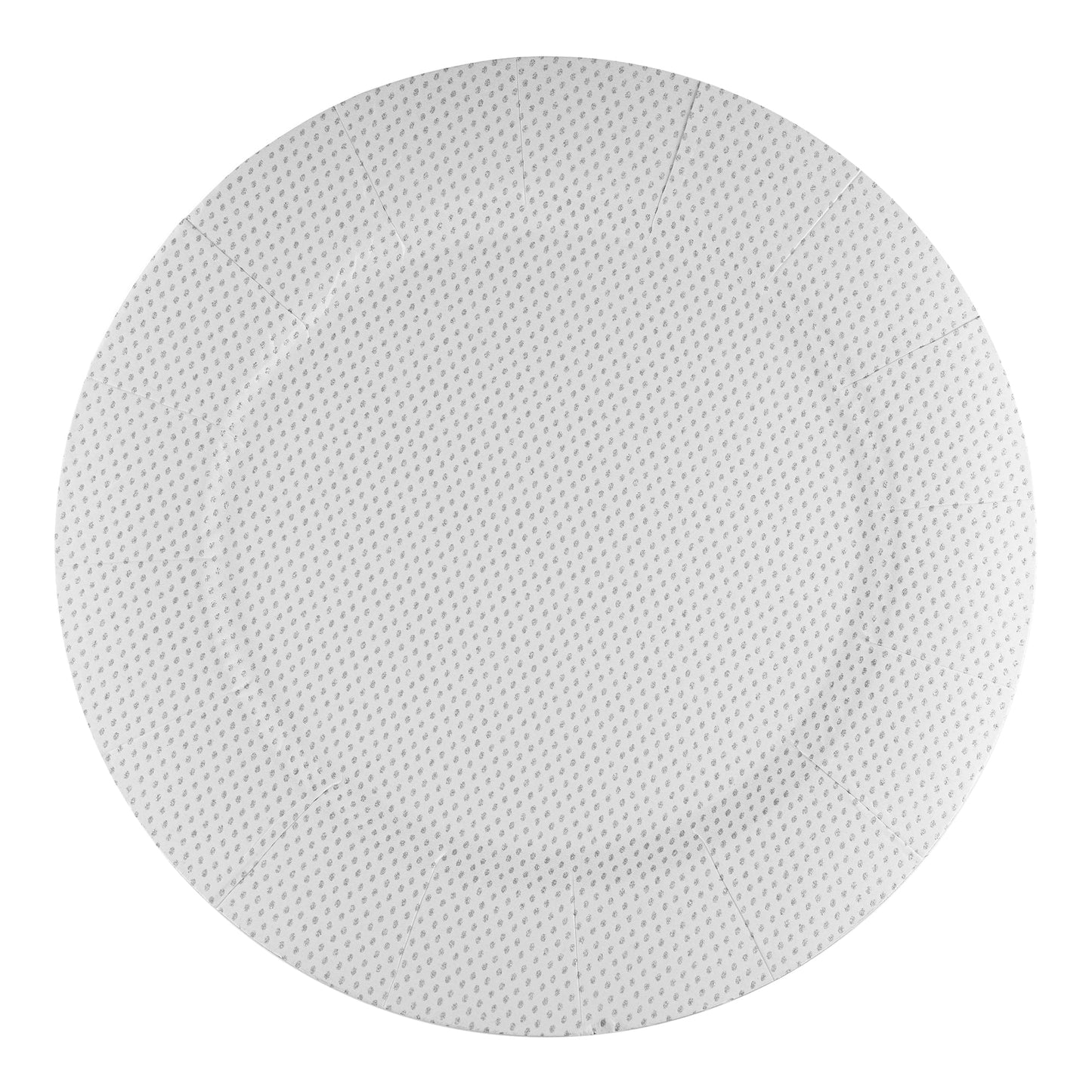White round disposable paper charger plates with a glitz finish