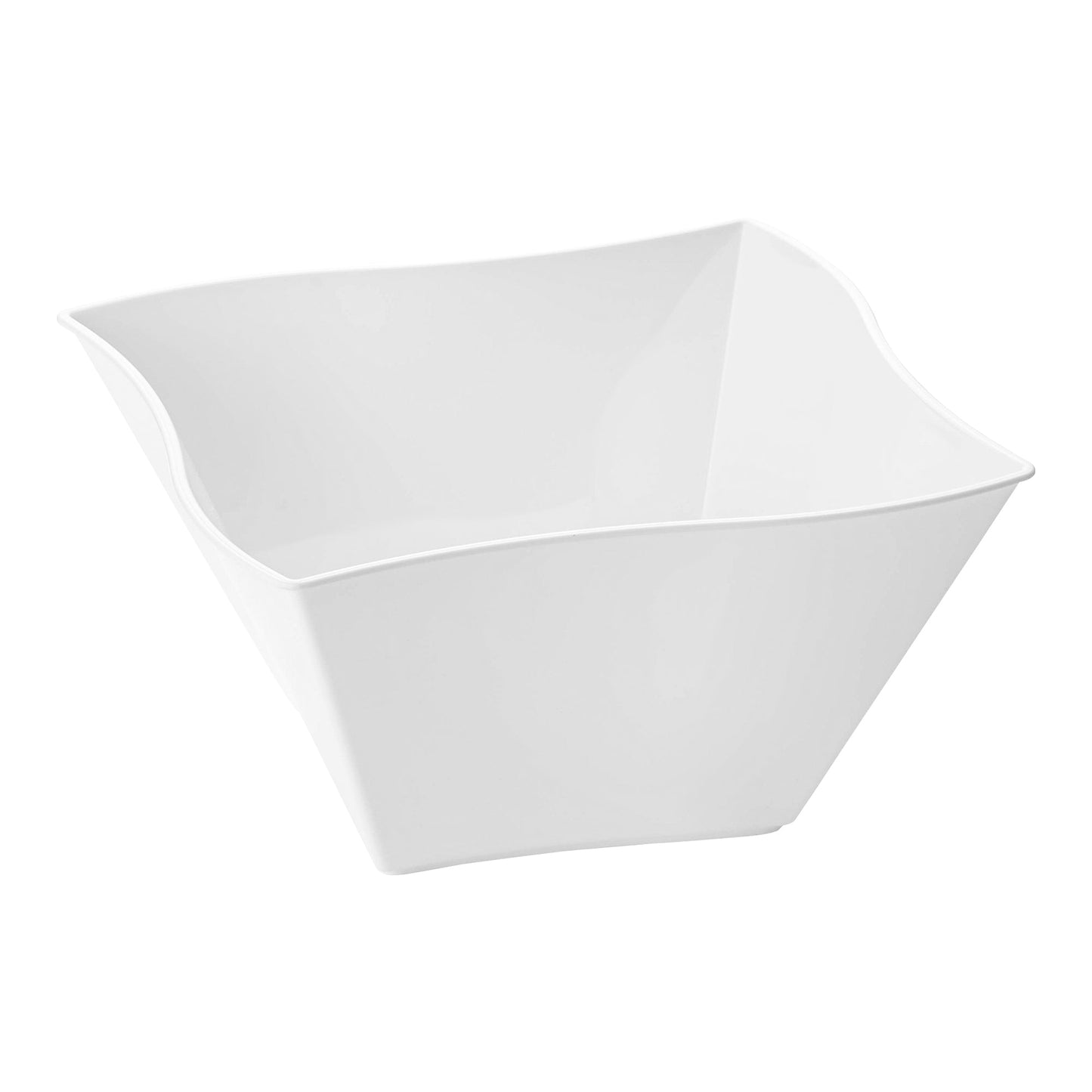 White wave plastic soup bowls, 14 oz capacity, perfect for serving soups, salads, or stews at events and gatherings