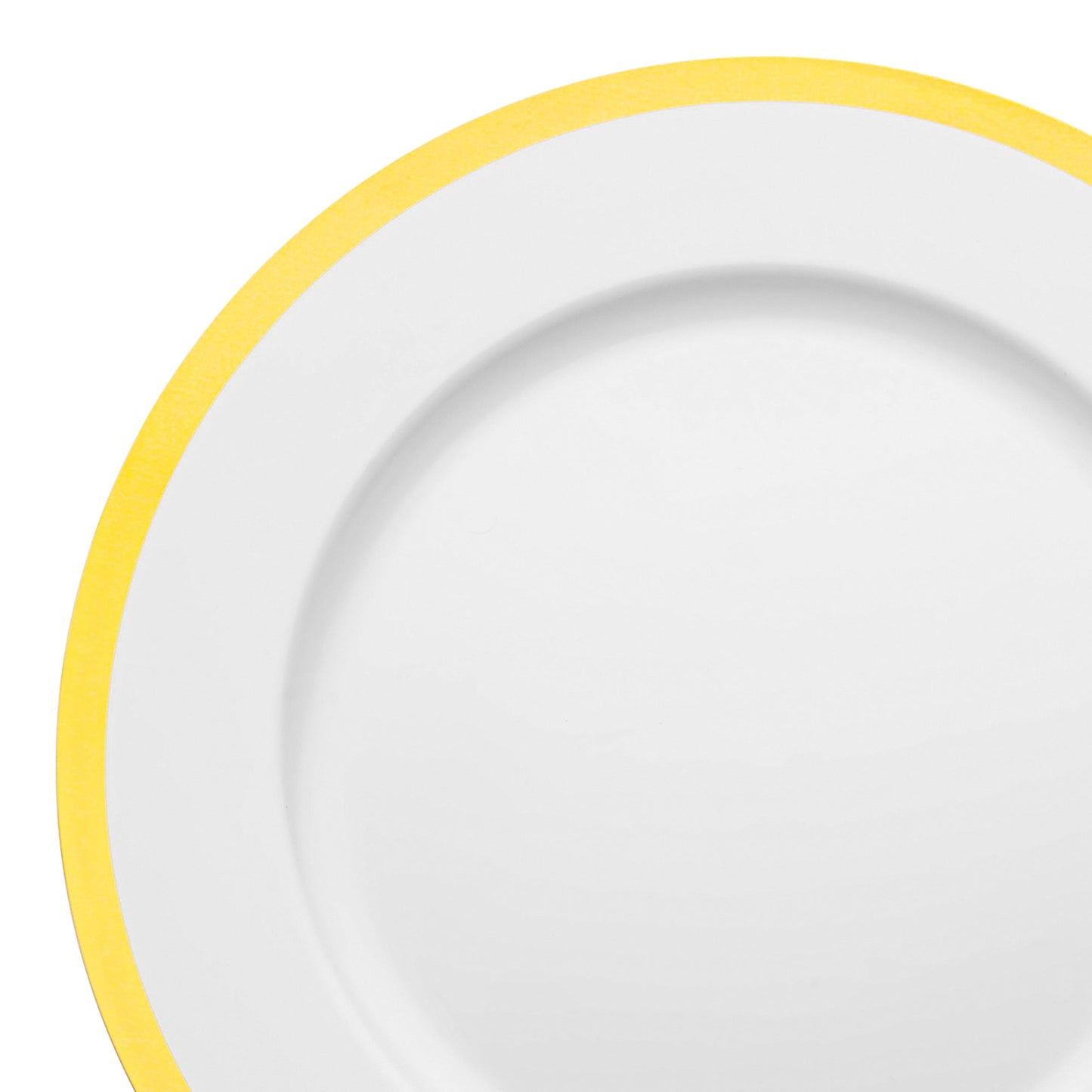White with Gold Rim Round Disposable Plastic Charger Plates