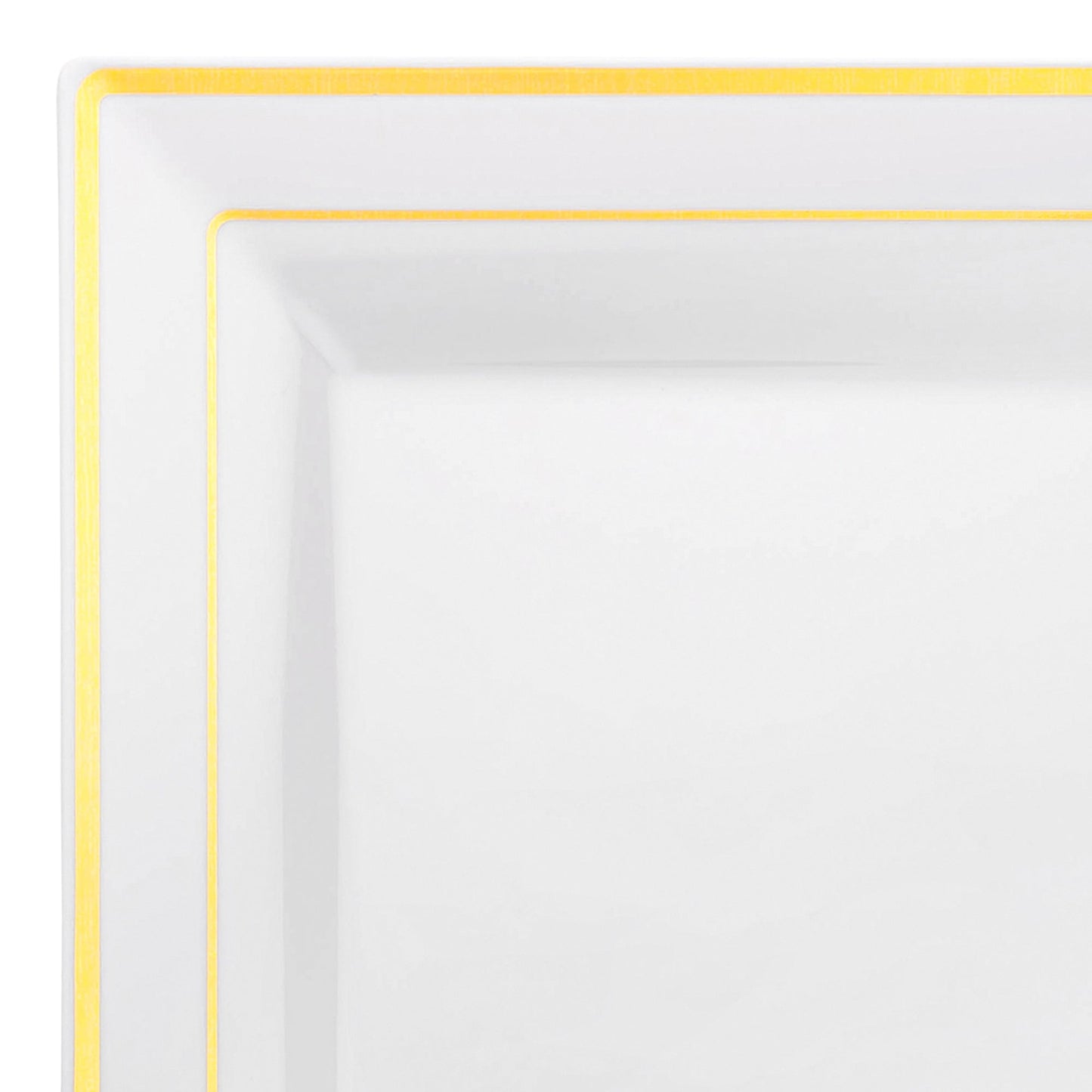 White with Gold Square Edge Rim Plastic Appetizer/Salad Plates