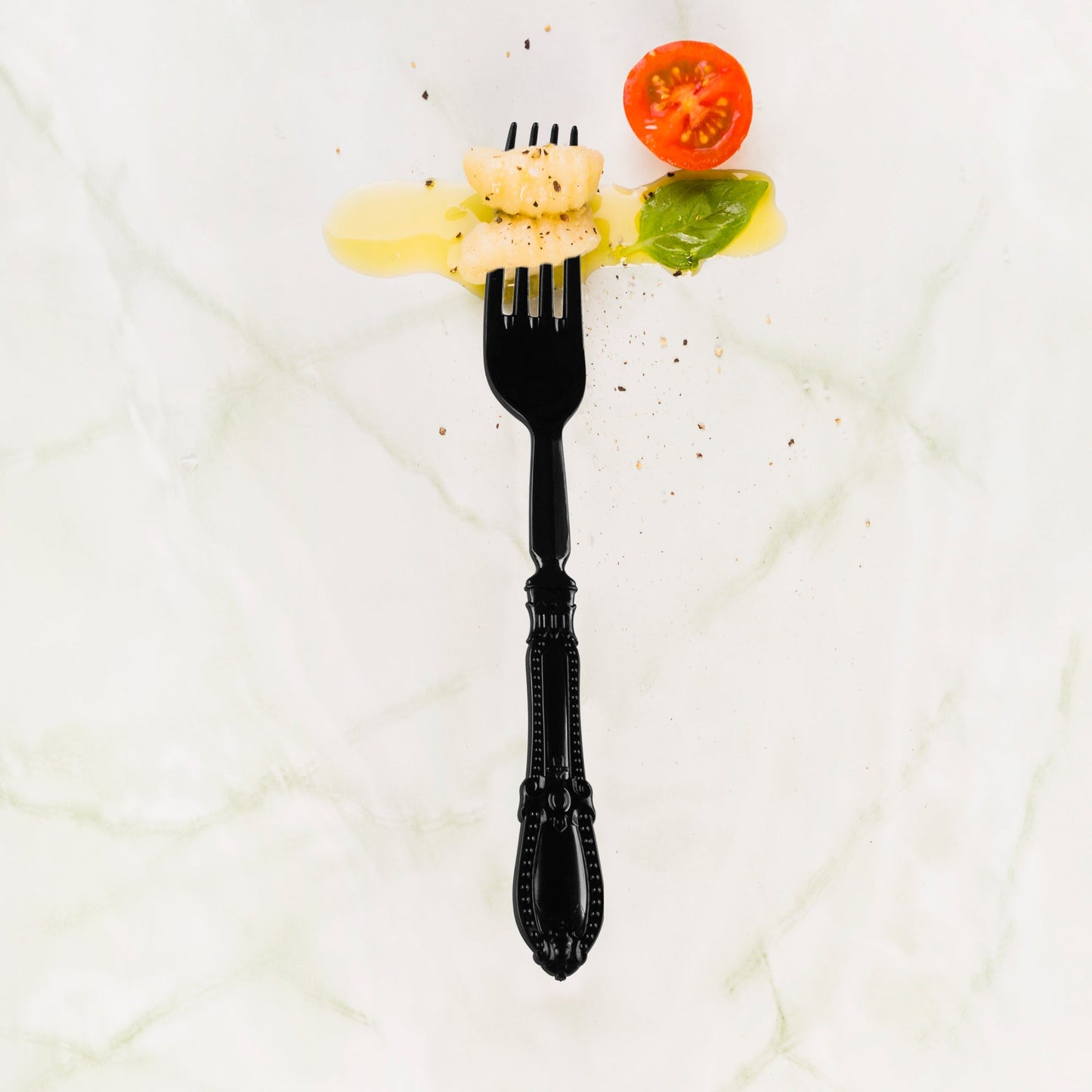 designed for stylish presentation Black Baroque Disposable Plastic Dinner Forks ideal for birthdays