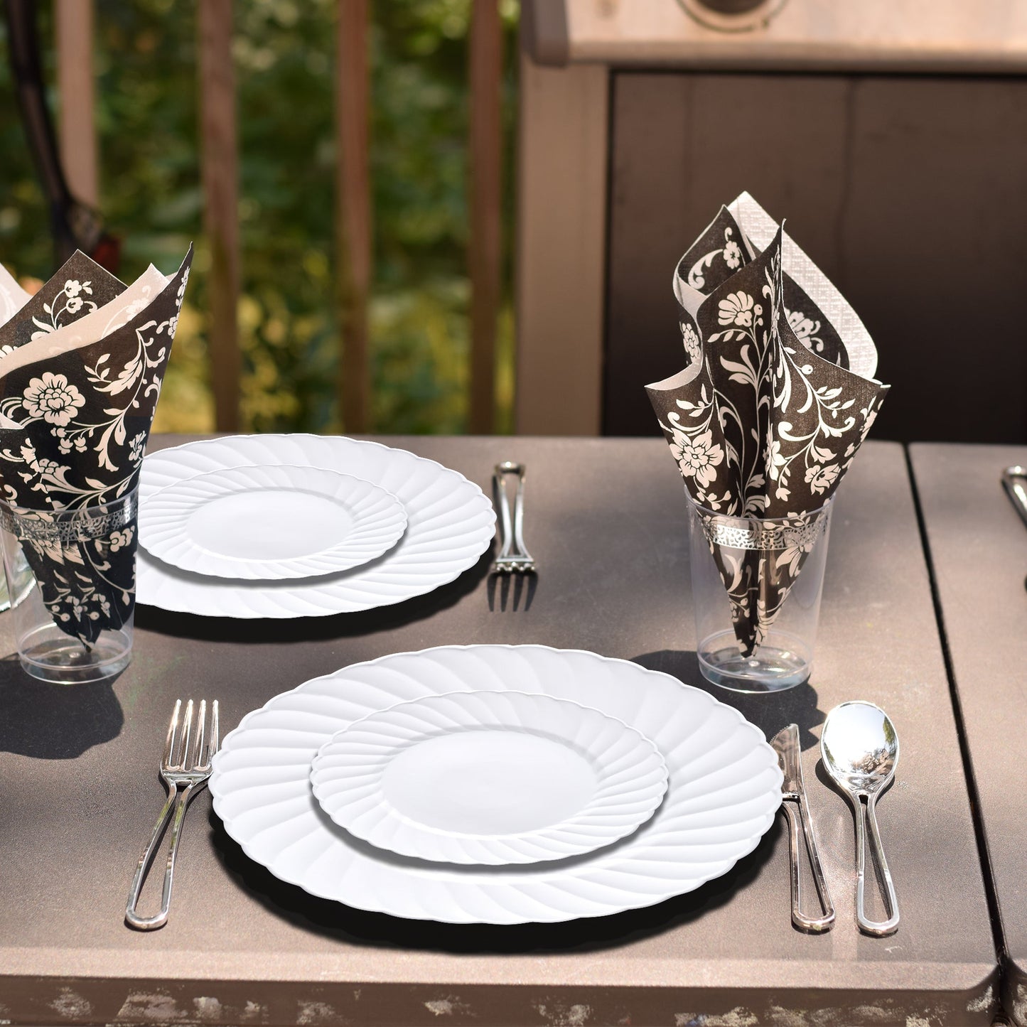 perfect White Flair Plastic Pastry Plates (6") for special occasions, banquets, or casual events