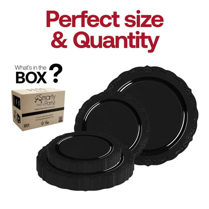 10.25-inch dinner plate with a classic black design and vintage rim, perfect for main dishes
