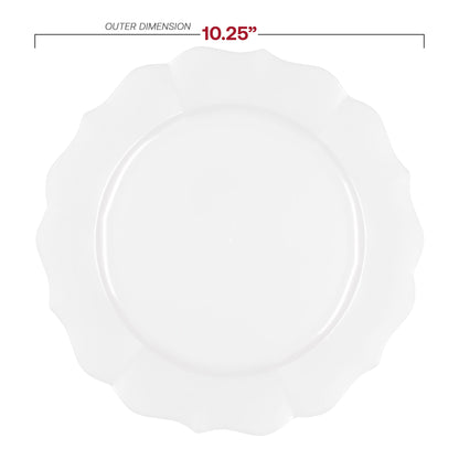 10.25-inch pearl white round lotus plastic dinner plates, perfect for formal dining