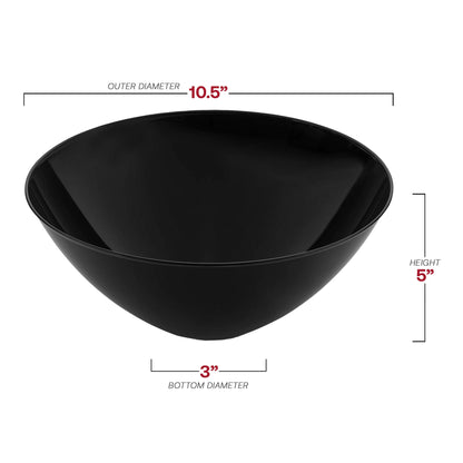 100 oz. black plastic bowls, disposable design with round edges, durable construction
