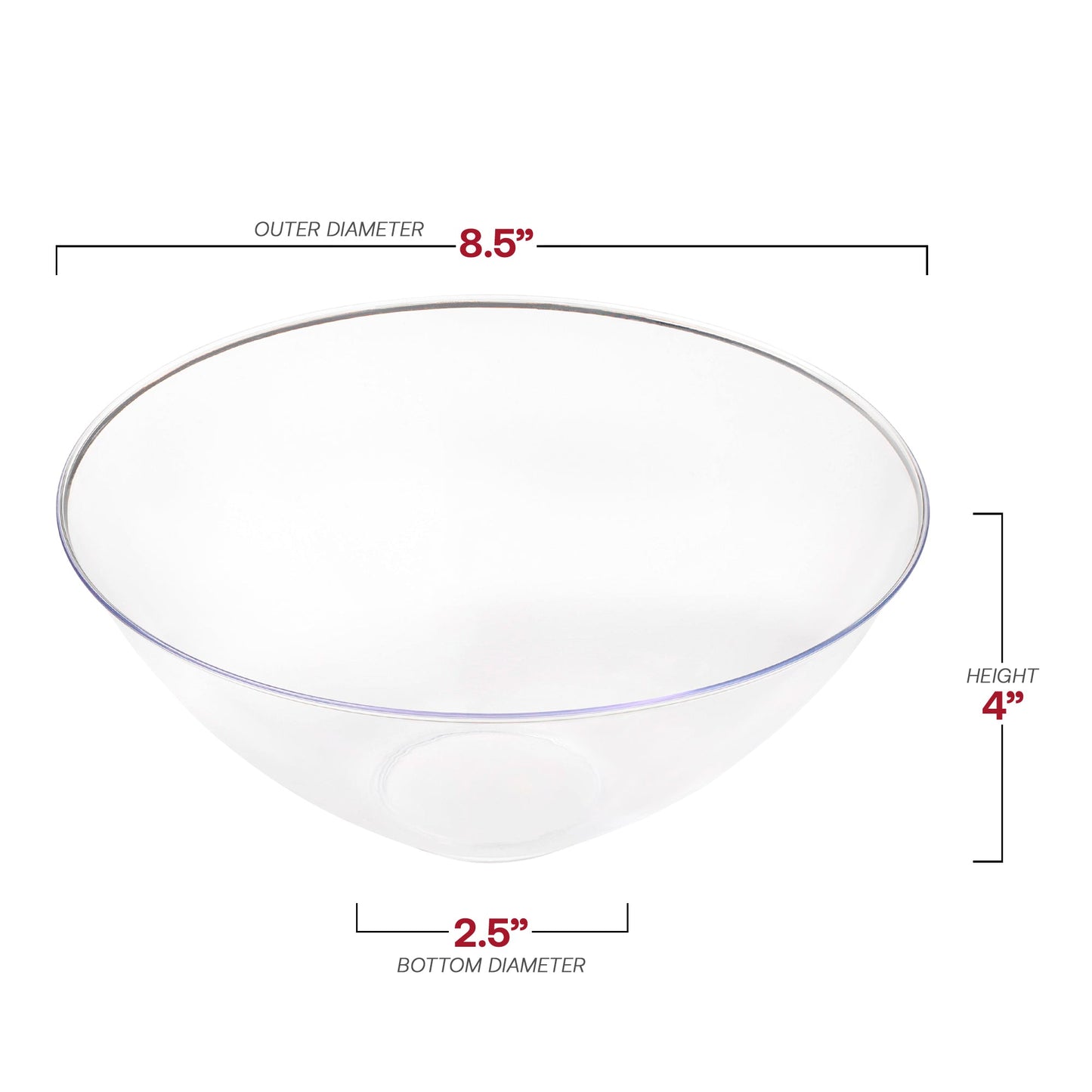100 oz. black plastic bowls, disposable design with round edges, durable construction, set of 24
