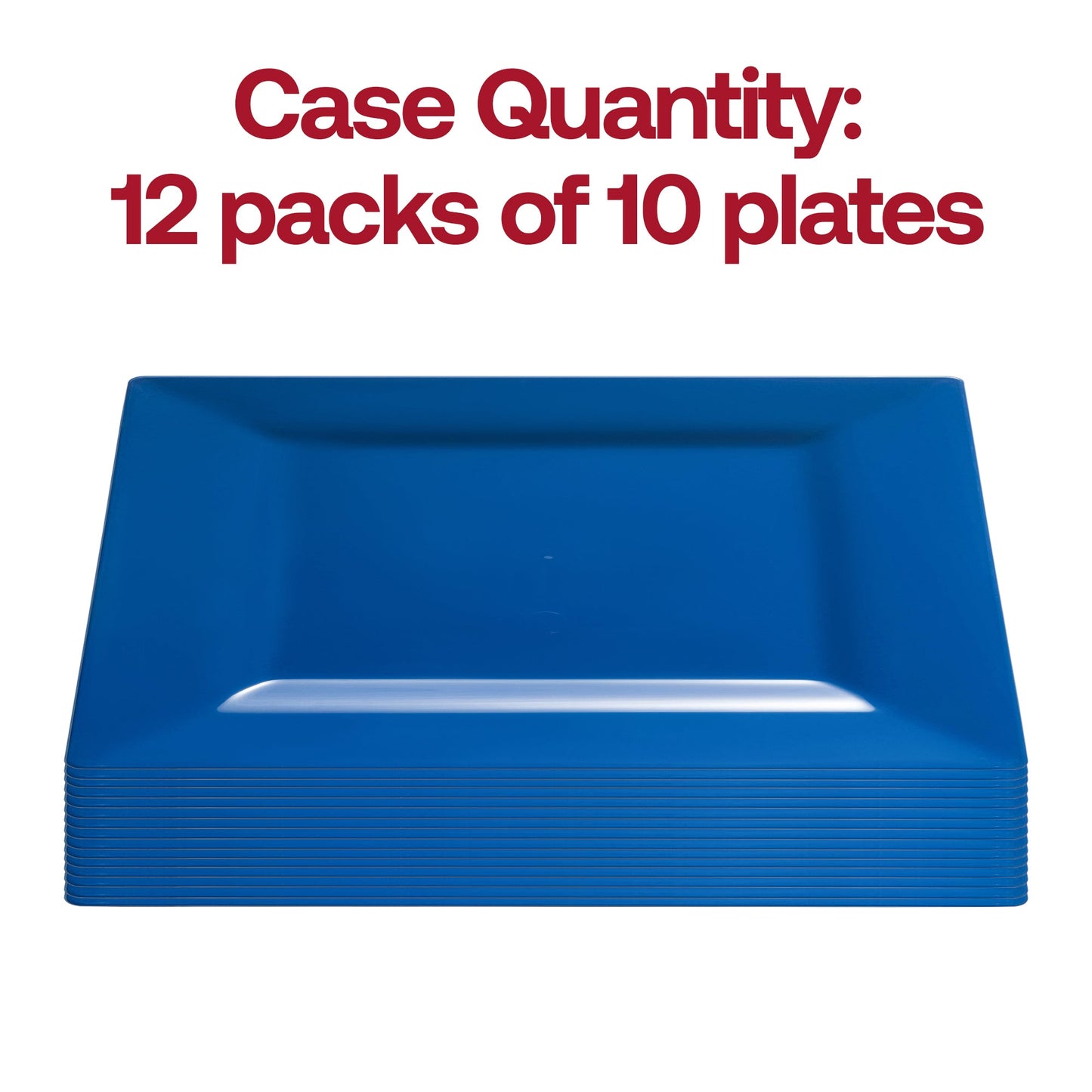 120-pack of midnight blue plastic cake plates with a modern square design