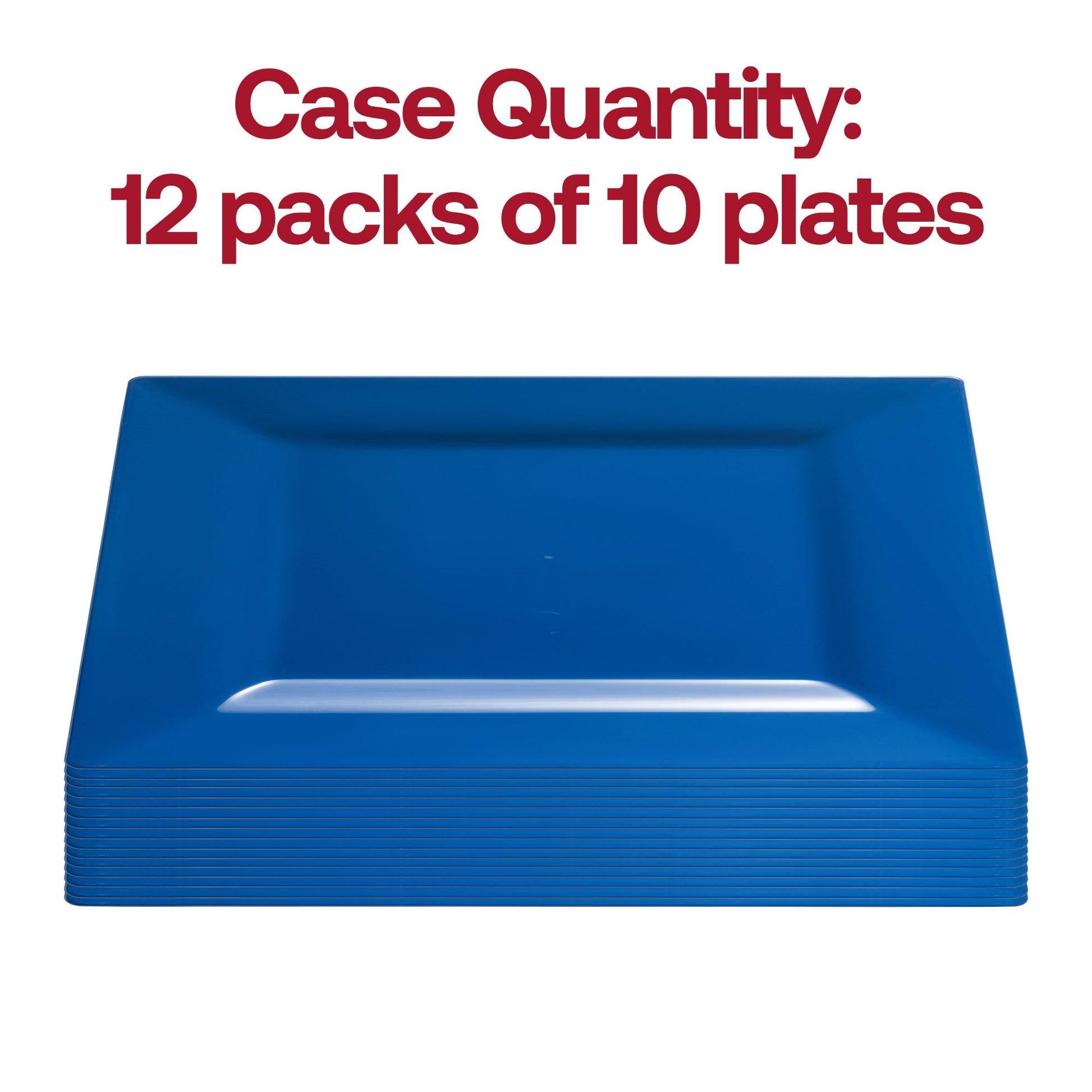 120-pack of midnight blue plastic cake plates with a modern square design