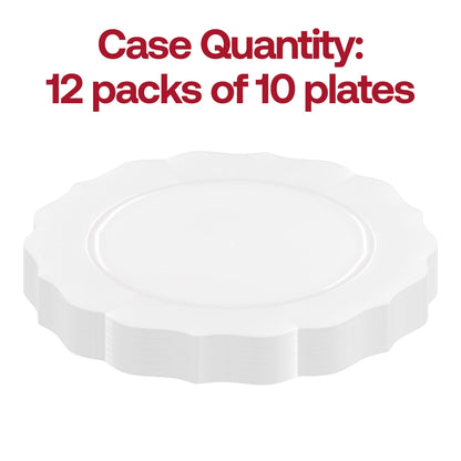 120-pack of pearl white round lotus-designed plastic dinner plates