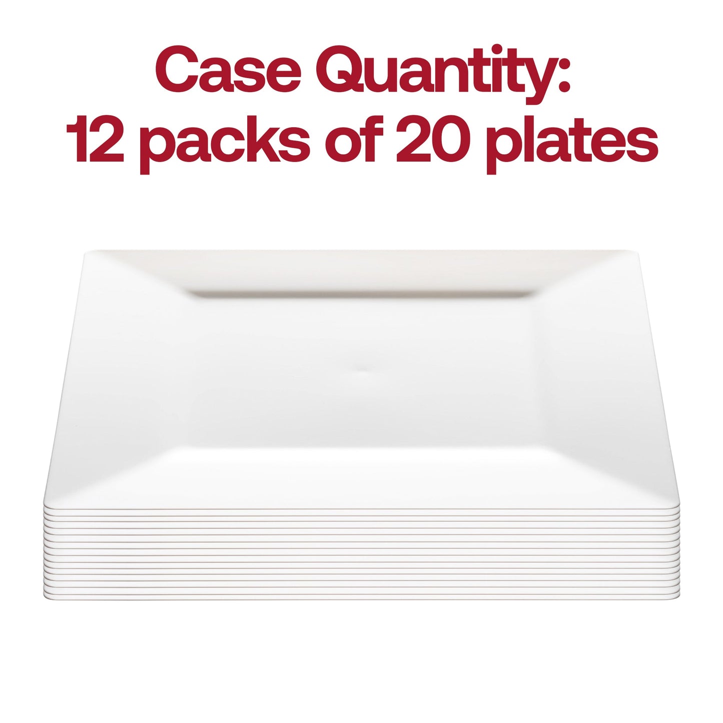 120-pack of white square plastic plates, lightweight and durable, measuring 4.5 inches