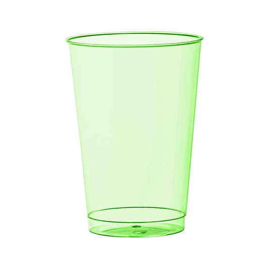 12 oz. party cups in clear green ideal for outdoor events, casual get-togethers, and drink stations