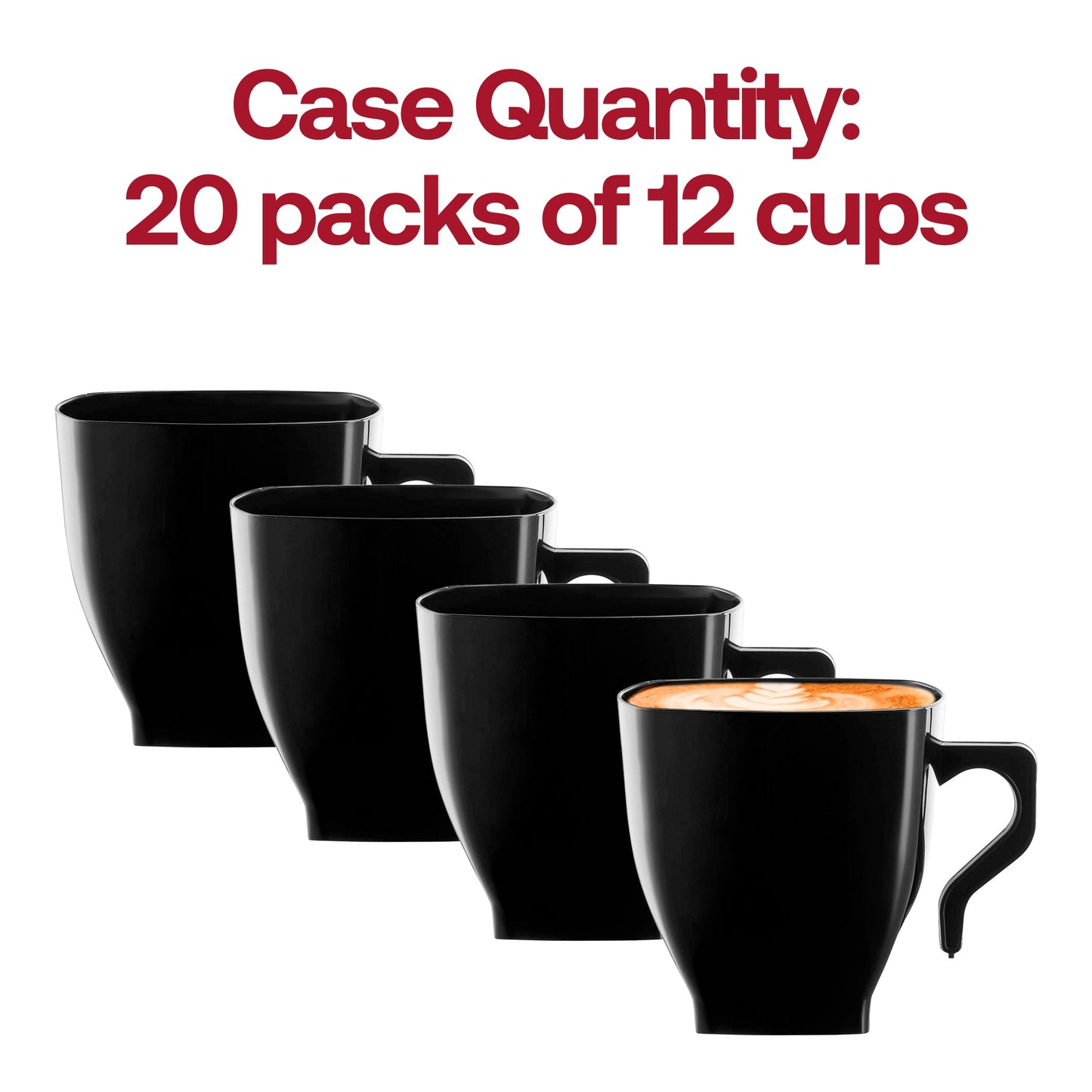 240-pack of black 2 oz. square plastic mini cups with a chic design, perfect for coffee, tea, or party appetizers