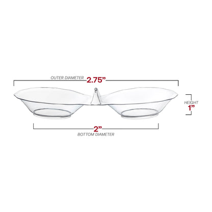 288-pack of clear round 2-hole mini plastic candy bowls, 2.75" diameter, perfect for small portions of candies or treats.