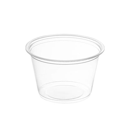 5.5 oz clear plastic portion cup is perfect for larger servings of dips, dressings, and side items