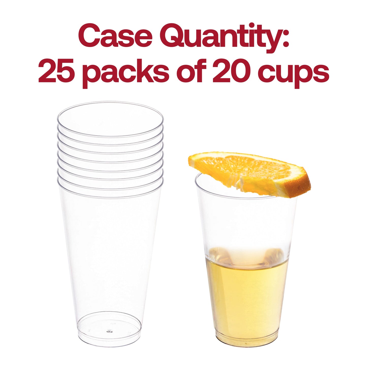 500-pack of crystal clear tall plastic iced tea cups, 16 oz capacity, ideal for serving beverages at parties, events, and cafés