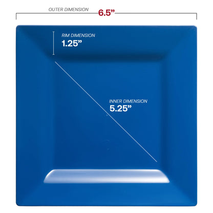 6.5-inch midnight blue plastic dessert plates with a square design