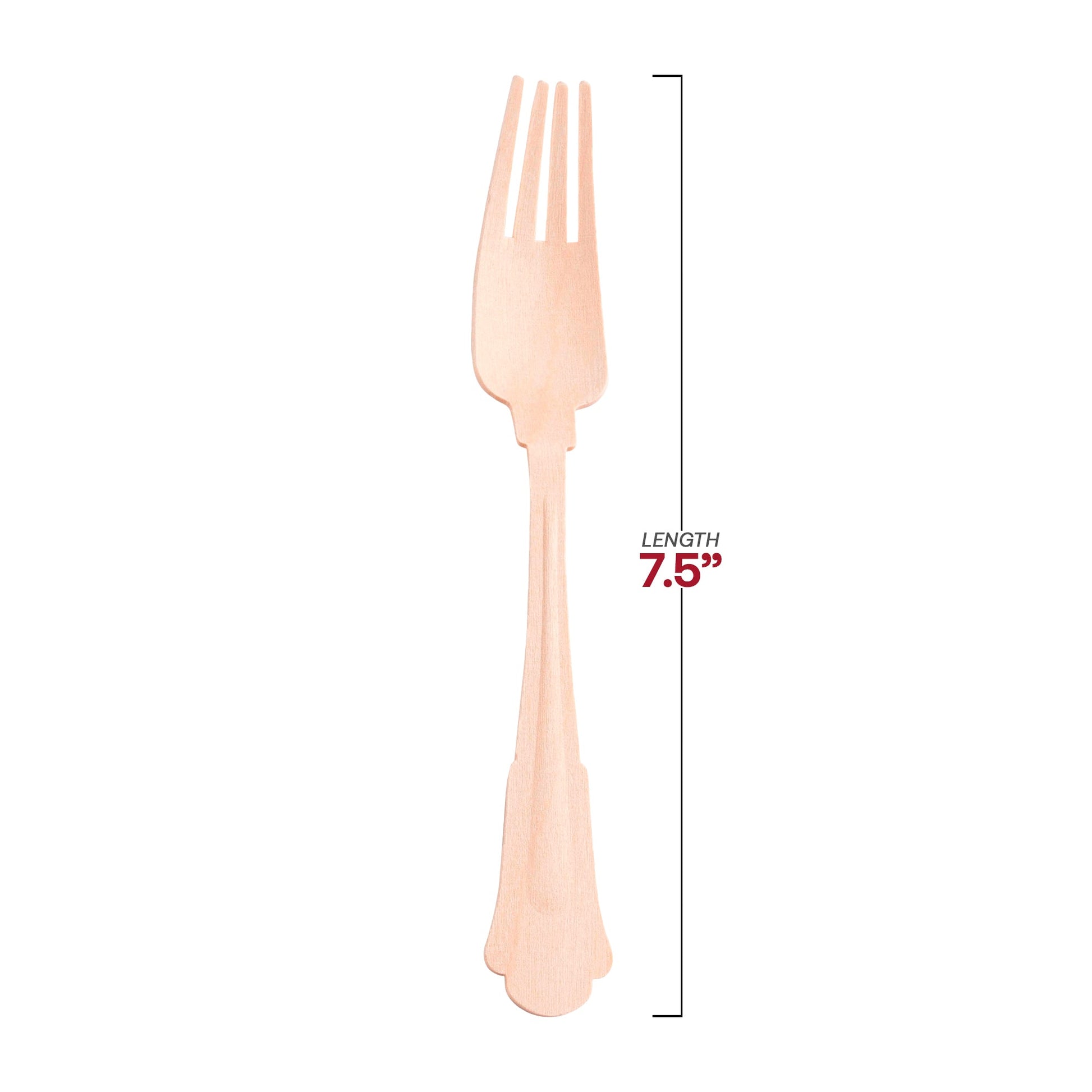 7.5-inch disposable birch wood dinner forks, natural finish, case of 600