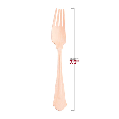7.5-inch disposable birch wood dinner forks, natural finish, case of 600