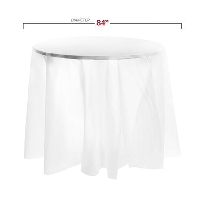 84" clear round disposable tablecloth, lightweight and convenient, perfect for quick setup at picnics and events